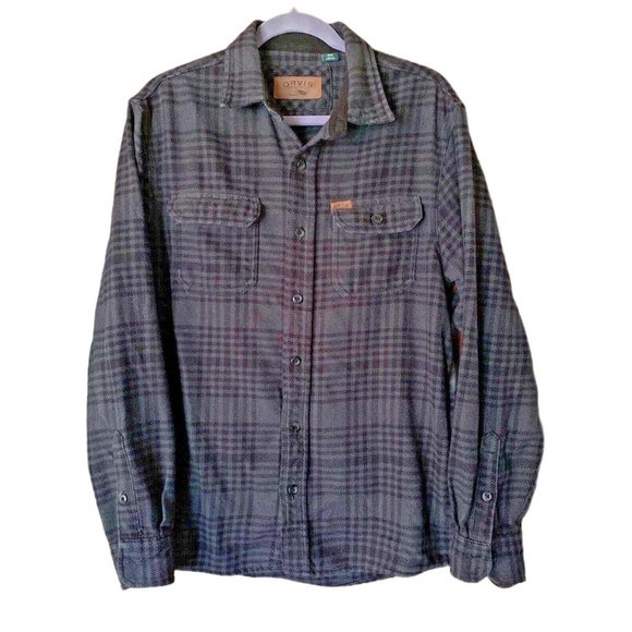 Orvis Other - Orvis Heavyweight Big Bear Brushed Flannel Black/Gray Plaid Shirt 1312417 M